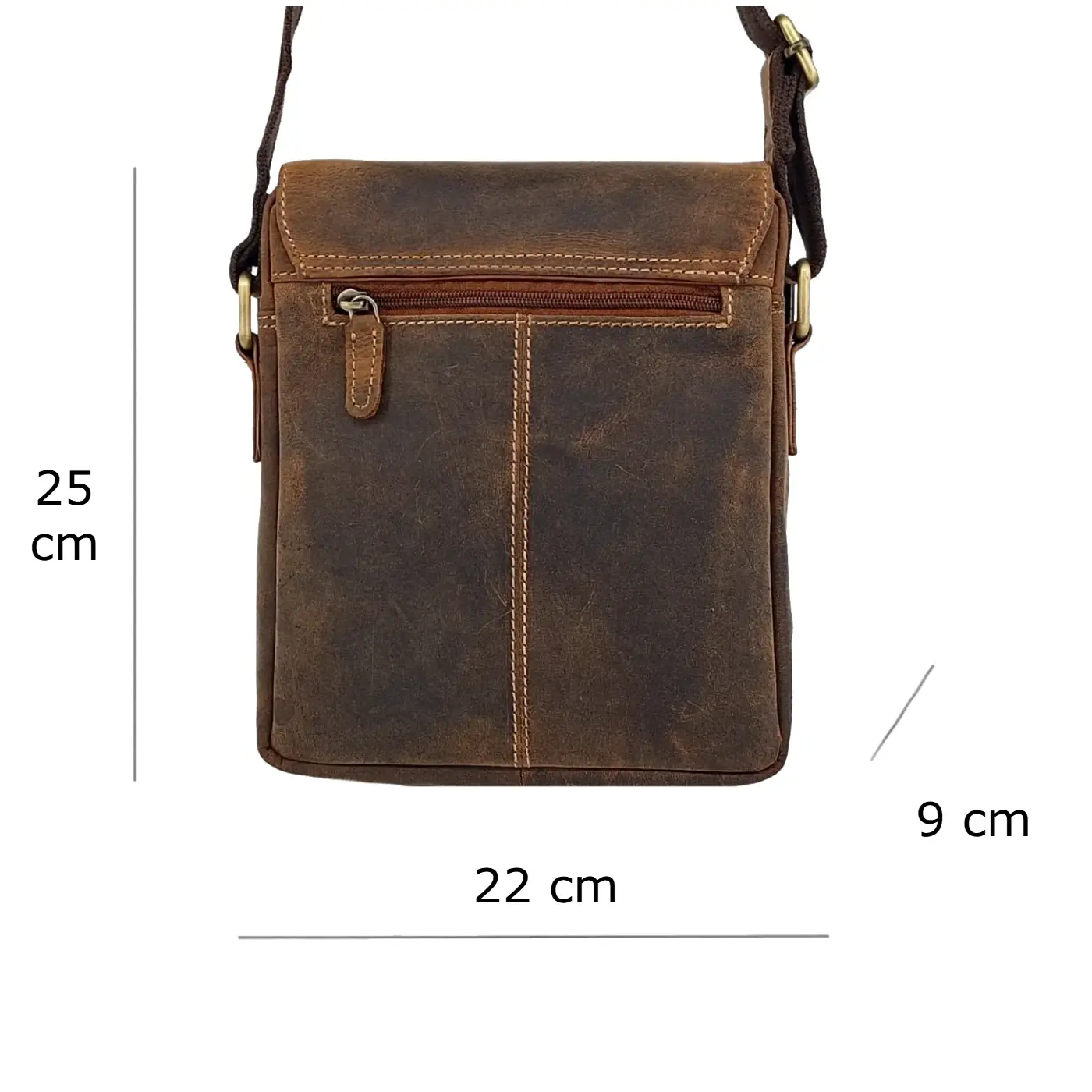 Pánská kožená taška přes rameno Chris 082102 » REFORM Rozměry hnědé tašky Chris: šířka 22 cm, výška 25 cm, hloubka 9 cm