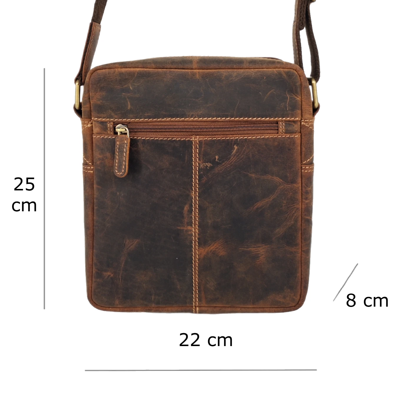 Pánská kožená taška přes rameno Dylan 080702 - hnědá » REFORM Rozměry hnědé tašky Dylan: šířka 22 cm, výška 25 cm, hloubka 8 cm