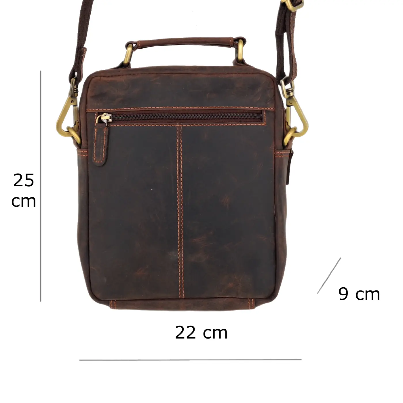 Pánská kožená taška přes rameno Jordan 084706 » REFORM Rozměry tmavě hnědé kožené tašky Jordan: šířka 22 cm, výška 25 cm, hloubka 9 cm